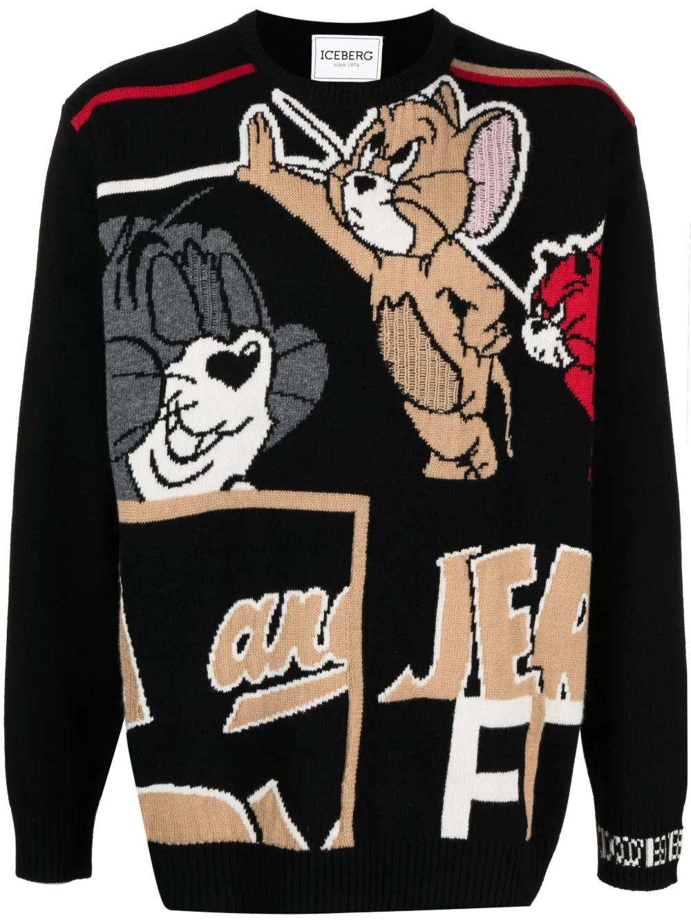 Iceberg Cartoon-print Crew-neck Jumper In Black