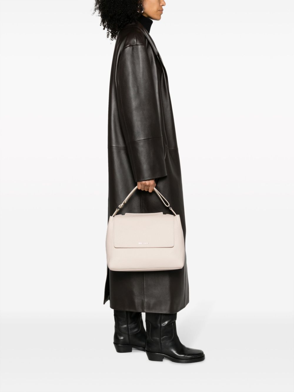 Shop Orciani Sveva Soft Leather Tote Bag In Neutrals