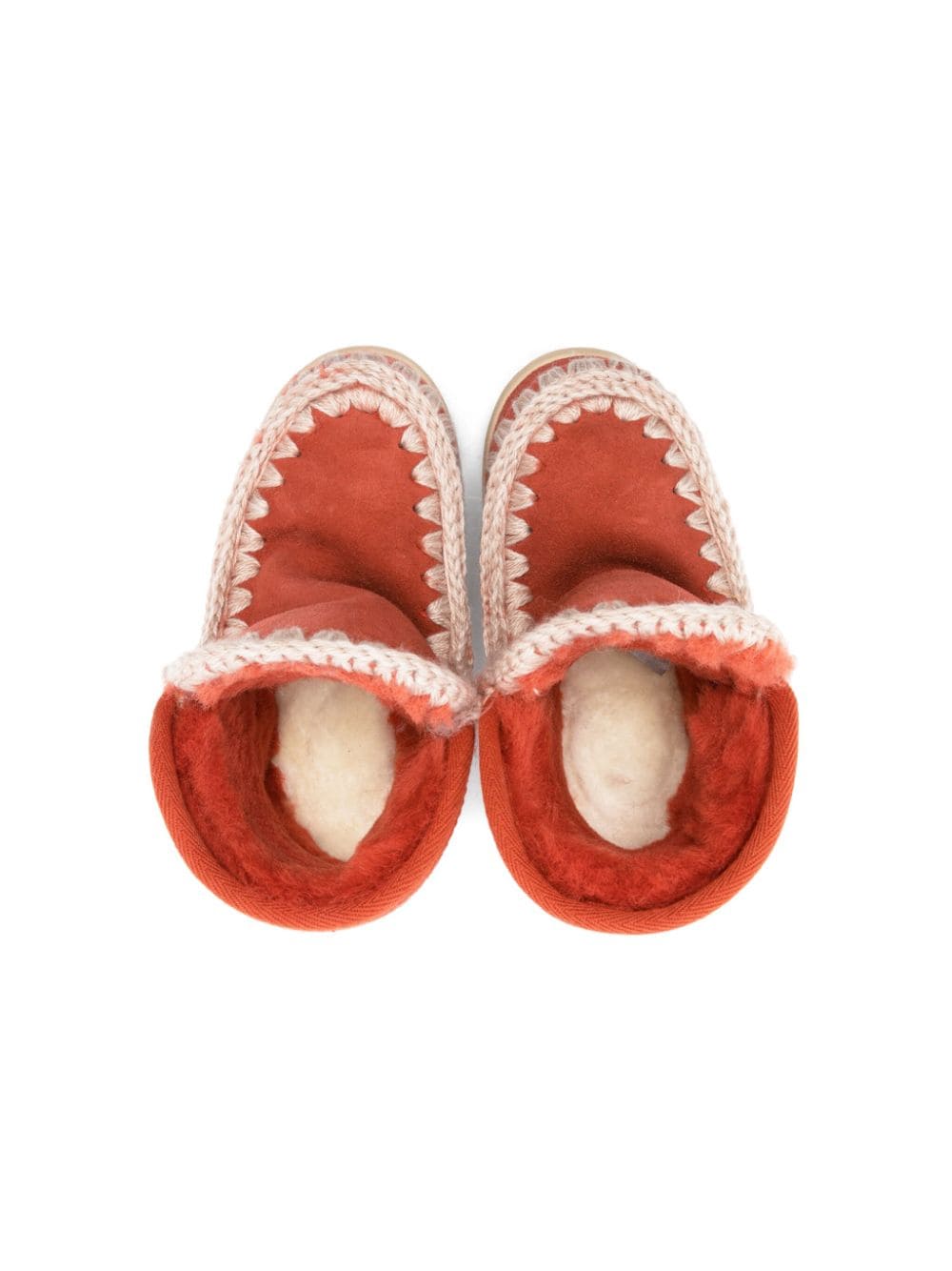 Shop Mou Eskimo Crochet-trim Suede Boots In Orange