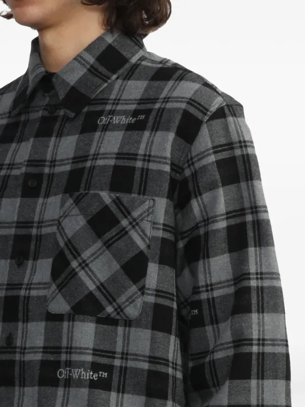 Off-White チェック シャツ | グレー | FARFETCH JP