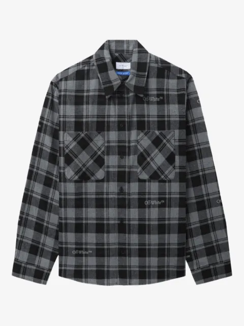 Off-White logo-embroidered checked cotton shirt