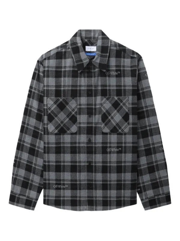 Off-White チェック シャツ | グレー | FARFETCH JP