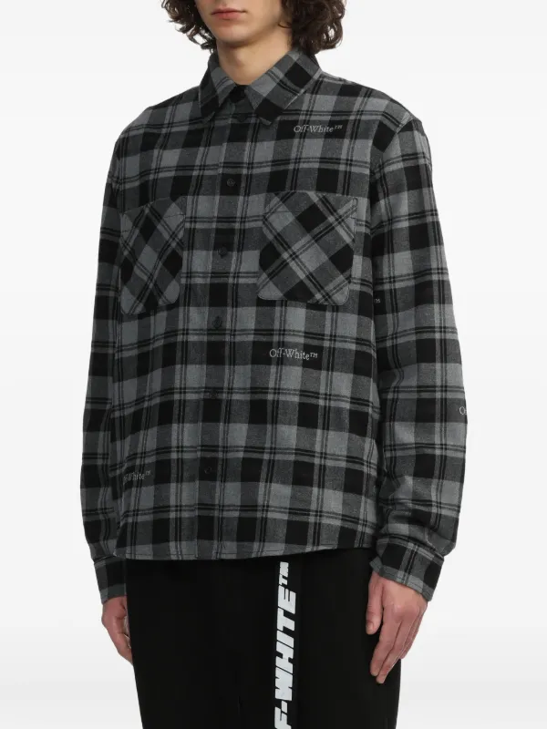 Off-White チェック シャツ | グレー | FARFETCH JP