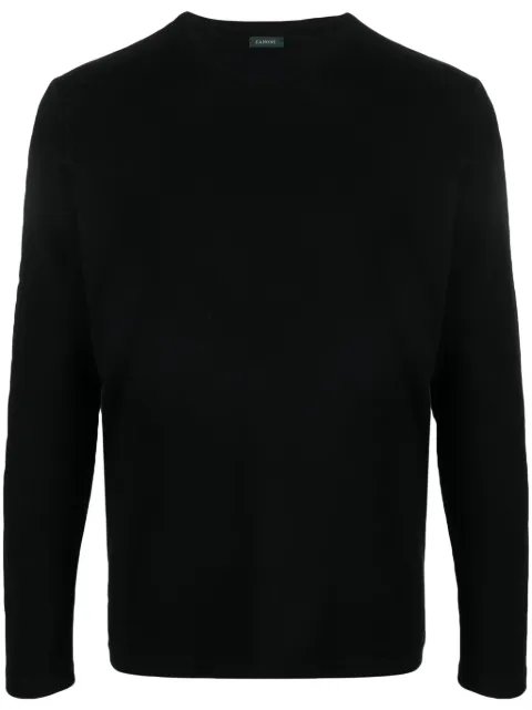 Zanone playera manga larga con cuello redondo