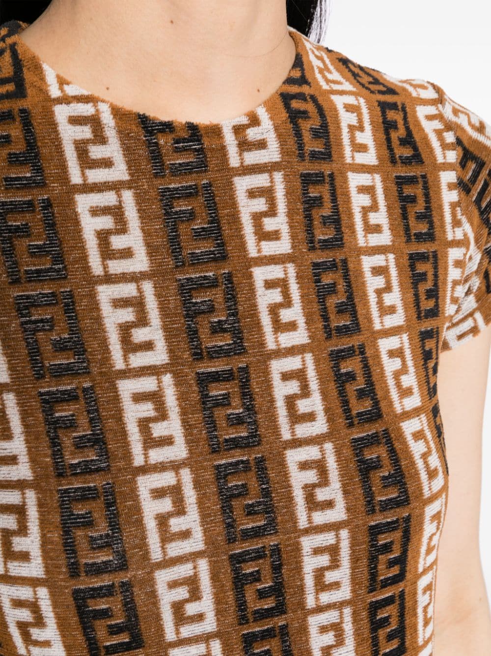 Pre-owned Fendi 1990s Zucca-pattern Cotton T-shirt In Brown