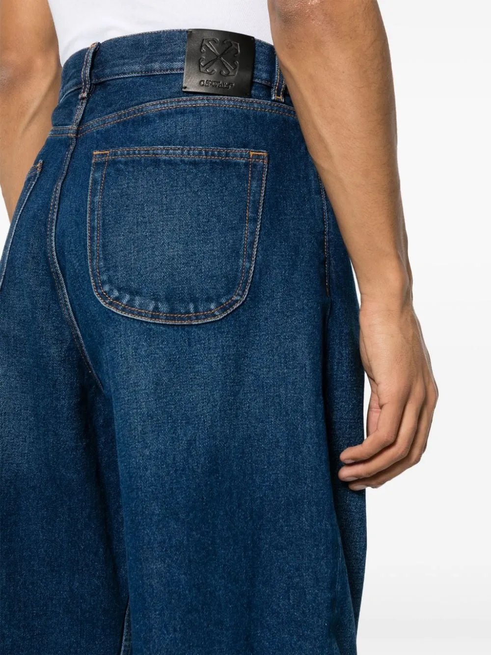 Off-White Katoenen jeans met logopatch Blauw