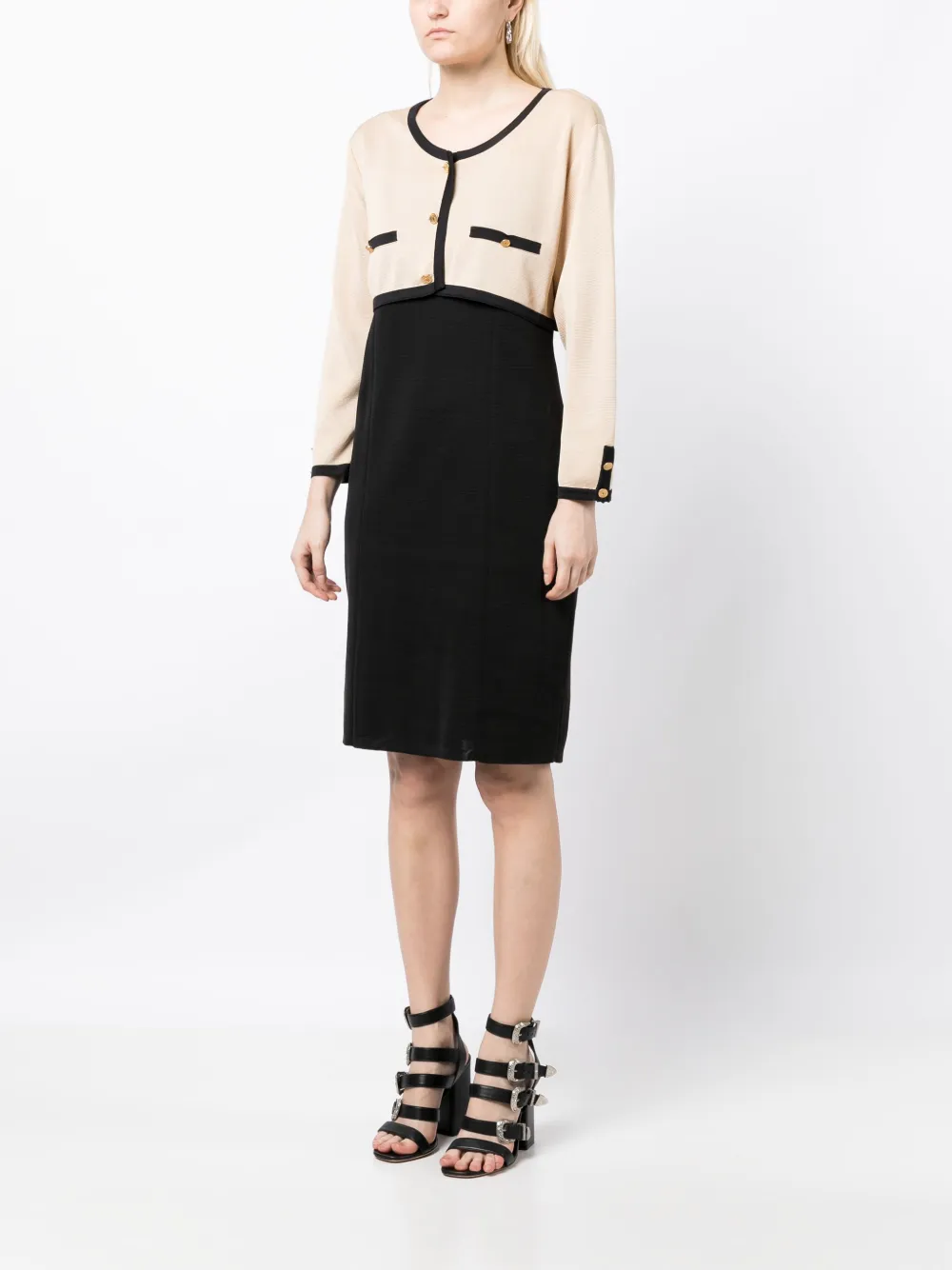 Pre-owned Chanel 1990s Logo-buttons Cropped Cardigan In Neutrals