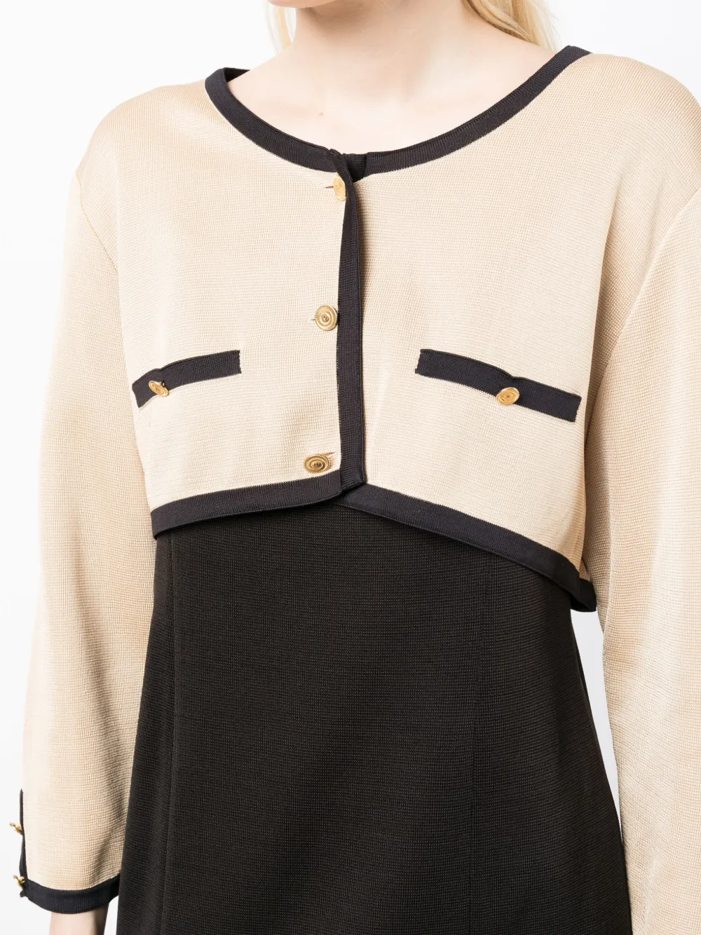 Pre-owned Chanel 1990s Logo-buttons Cropped Cardigan In Neutrals