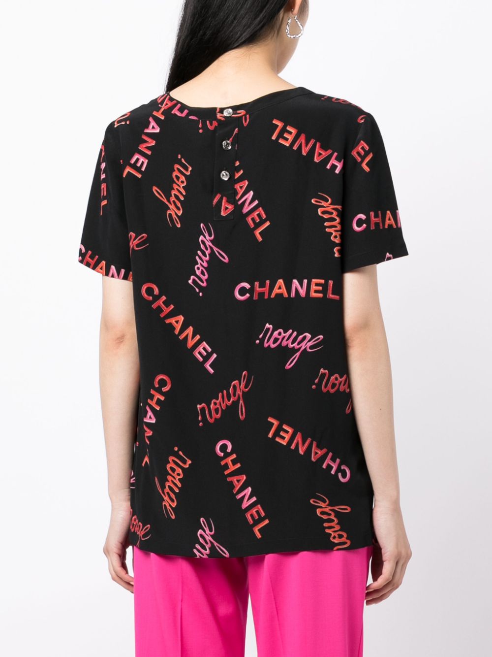 CHANEL 1996 logo-print silk T-shirt Women