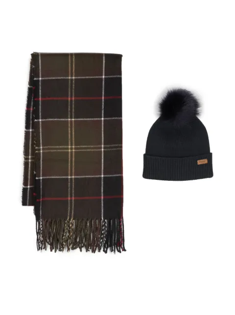 Barbour mascada con motivo de cuadros y flecos