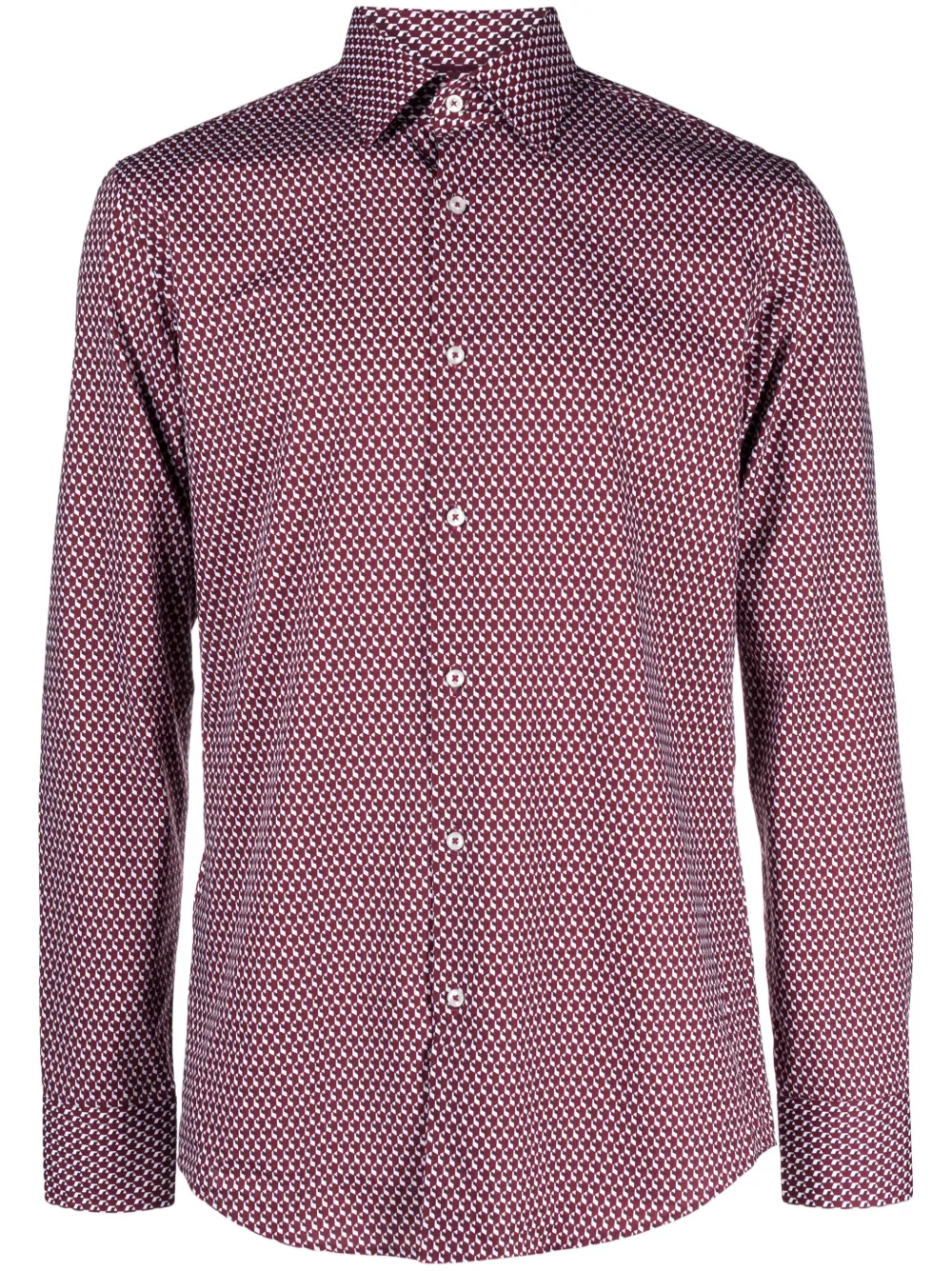 BOSS Hank Kent monogram-pattern shirt | Red | Image 1