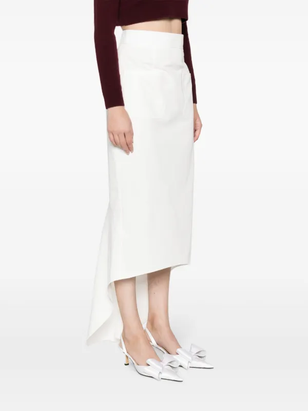【送料&関税込】Prada Cotton Midi Skirt Prada floral-lace Cotton Midi Skirt | White | FARFETCH