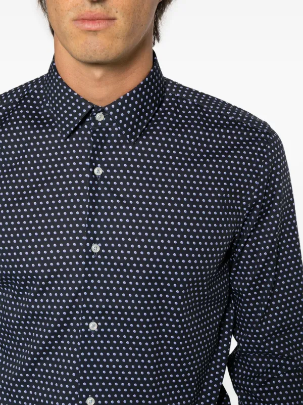 Mens polka dot 2025 long sleeve shirt