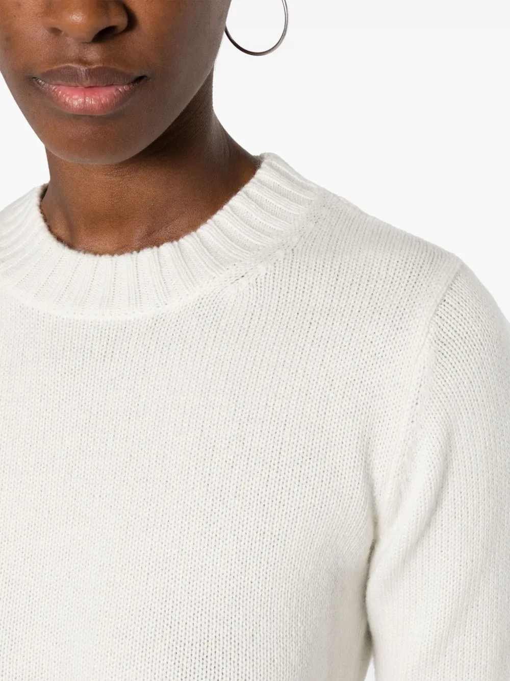 Max Mara Crew-neck Cashmere Jumper In White