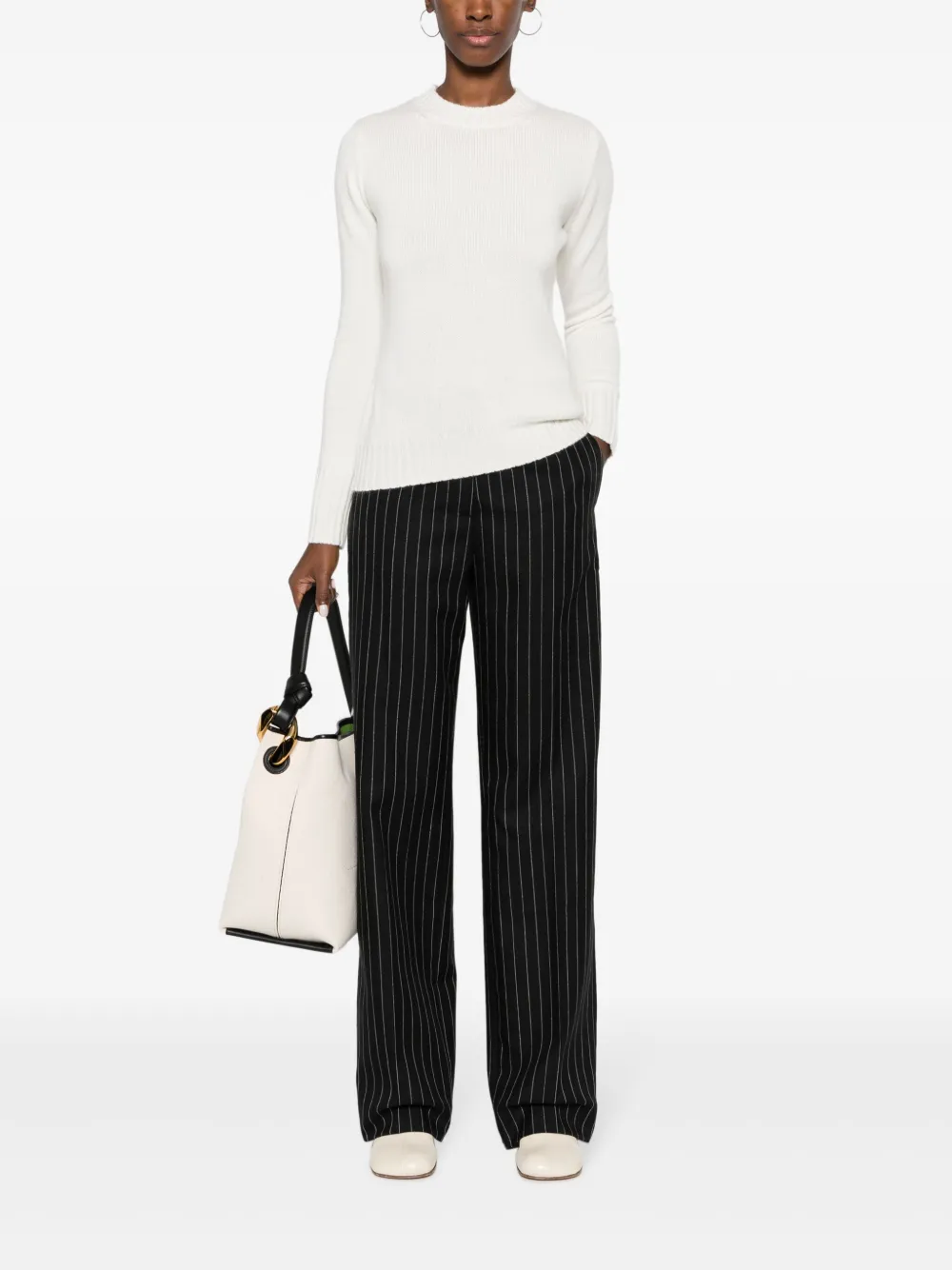 Max Mara Crew-neck Cashmere Jumper In White