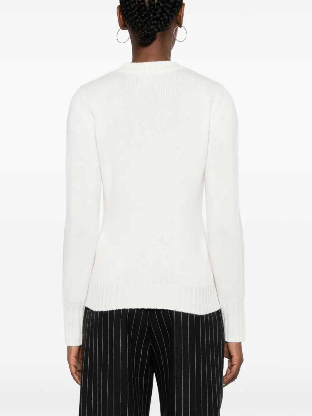 Max Mara Crew-neck Cashmere Jumper In White