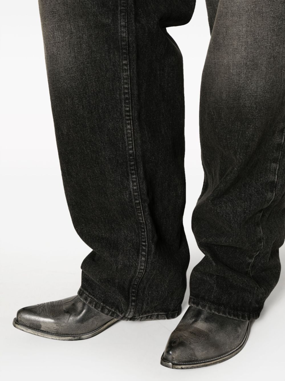 Shop Rhude Mid-rise Wide-leg Jeans In Black