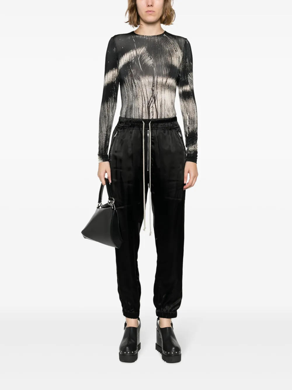 Rick Owens Satijnen trainingsbroek - Zwart