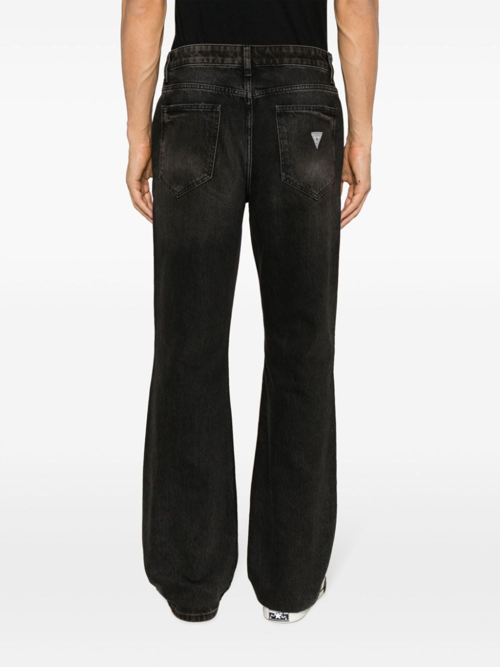 Shop Guess Usa Mid-rise Flared Jeans In Black