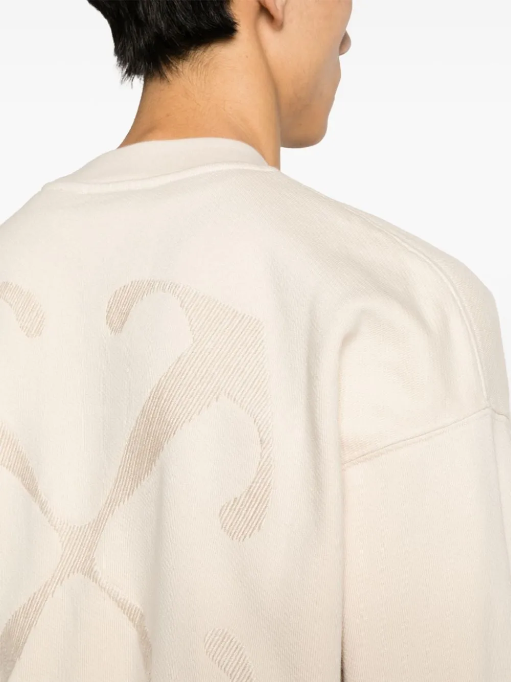 Shop Off-white Arrows-embroidered Cotton Sweatshirt In 301 Angora White