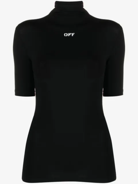 Off-White playera con logo y cuello de tortuga
