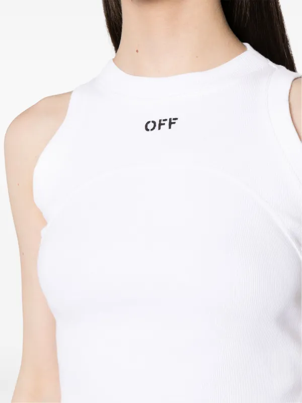 Off-White embroidered-logo Ribbed Tank Top | White | FARFETCH