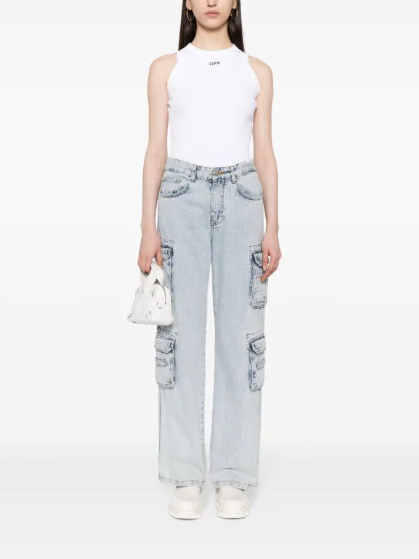 Off-White embroidered-logo Ribbed Tank Top | White | FARFETCH