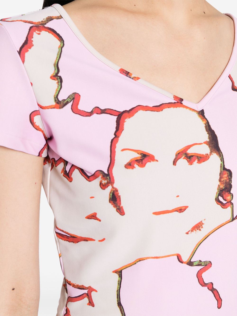 CHANEL 2000 Mademoiselle-print V-neck T-shirt Women