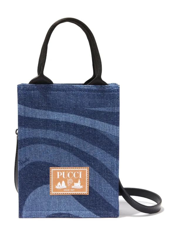 Pucci | Women Printed Denim Tote Bag Blue Unique