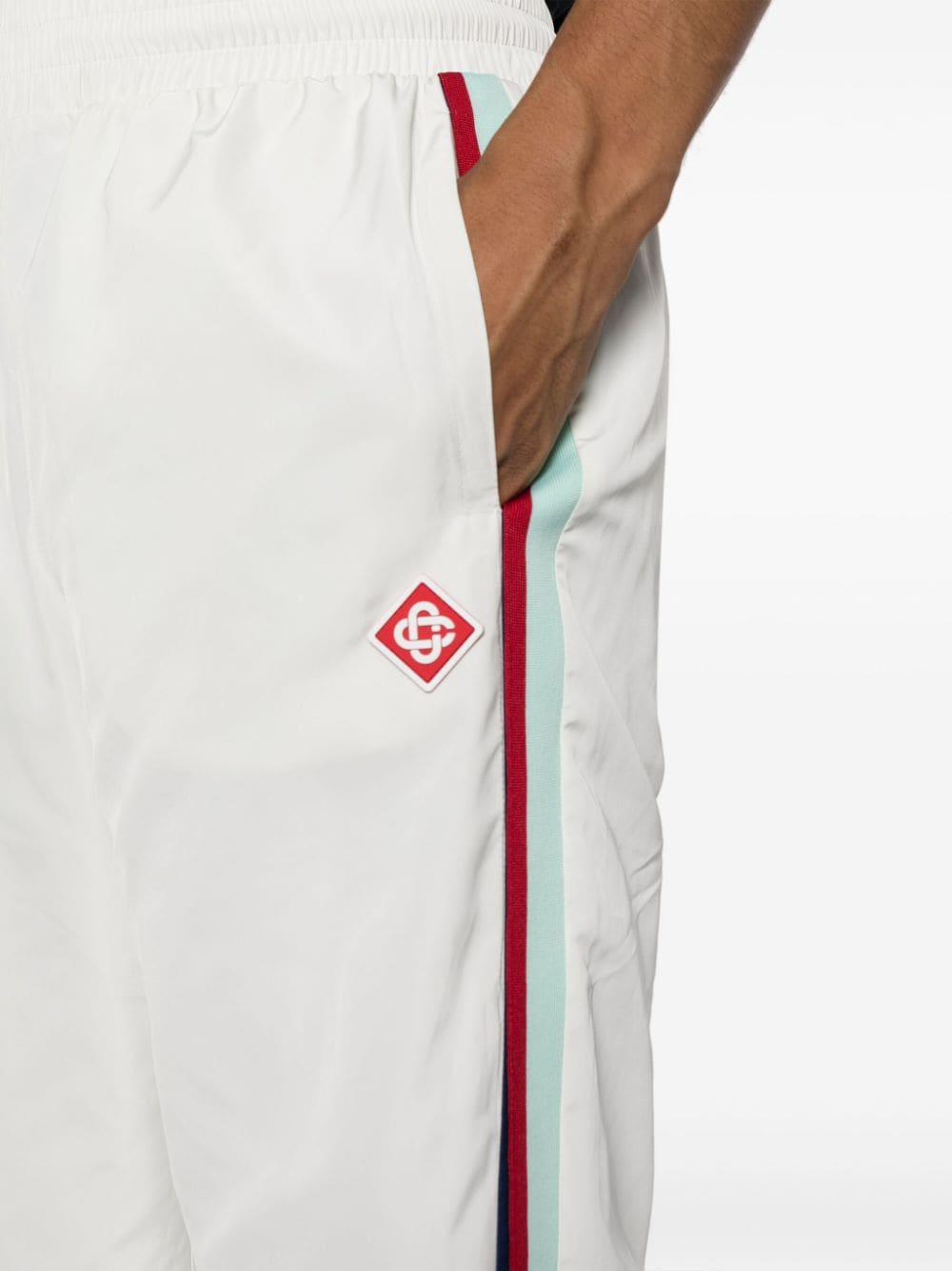 Shop Casablanca Logo-patch Side-stripe Track Pants In White