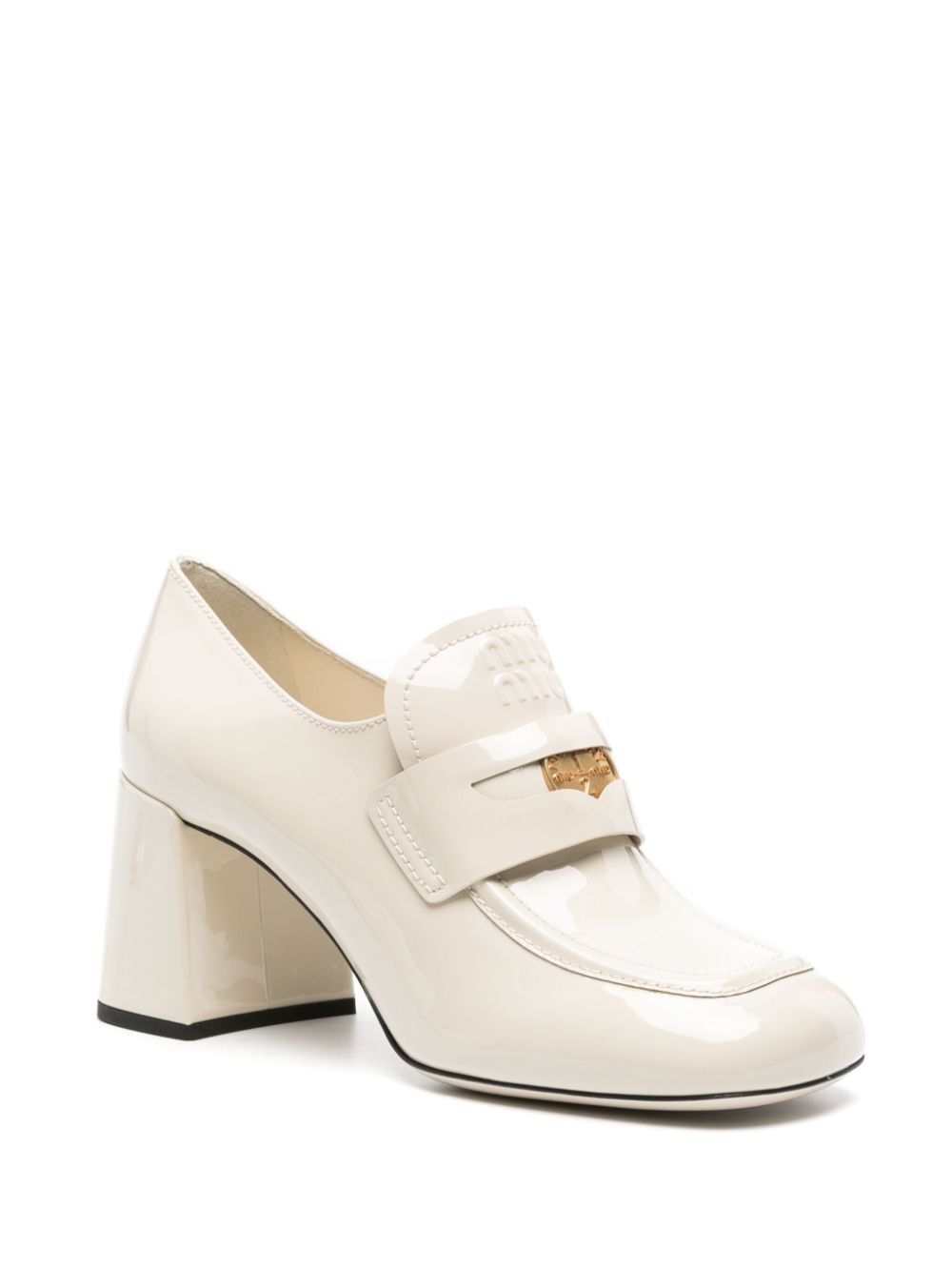 Miu Miu Leren loafers - Beige