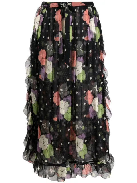 ETRO floral-print ruffled midi skirt