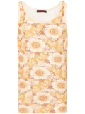 LỰU ĐẠN floral-print ribbed tank top - Yellow