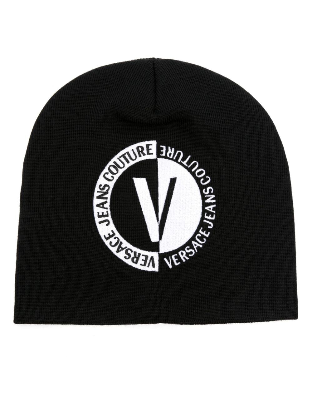VERSACE JEANS COUTURE LOGO-EMBROIDERED WOOL BLEND BEANIE