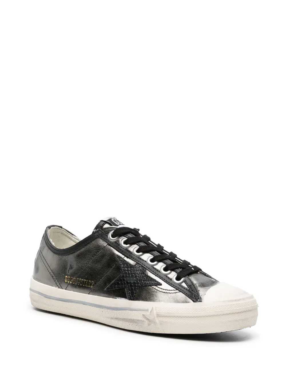 Shop Golden Goose V-star Leather Sneakers In Black