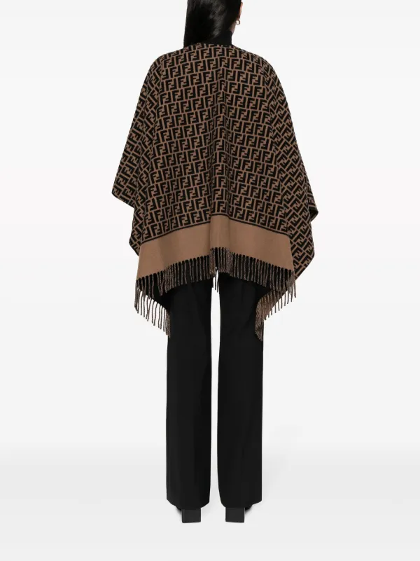 FENDI FF logo Print Poncho Brown FARFETCH IE