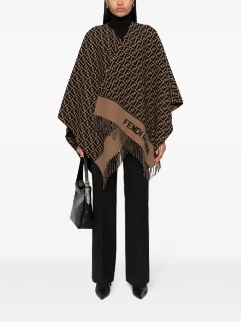 FENDI FF 로고 프린트 판초