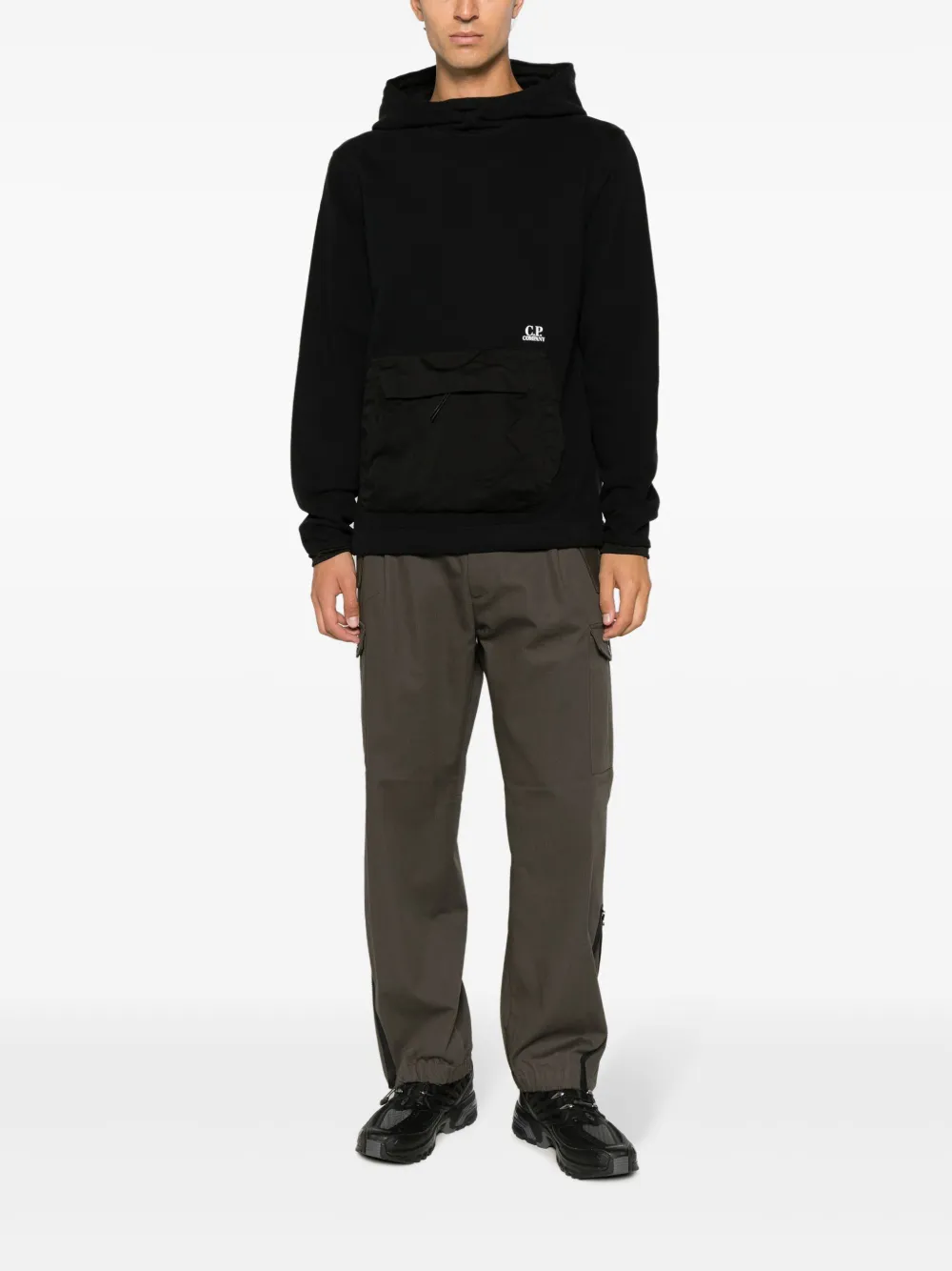 C.P. Company logo-print cotton hoodie - Zwart