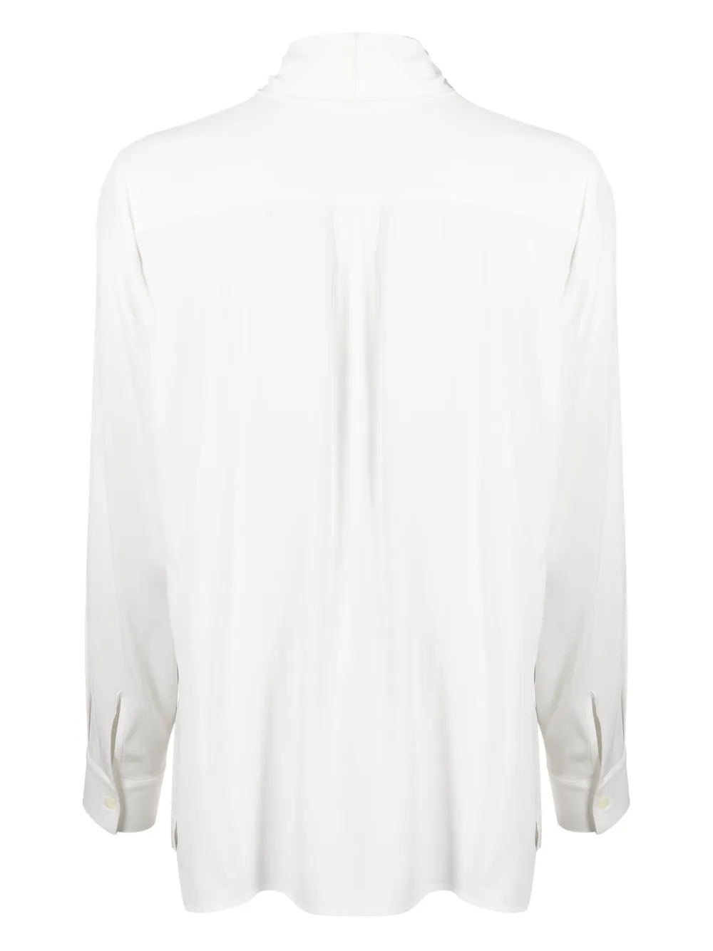 Glanshirt satin-finish gathered tie-neck blouse - Wit