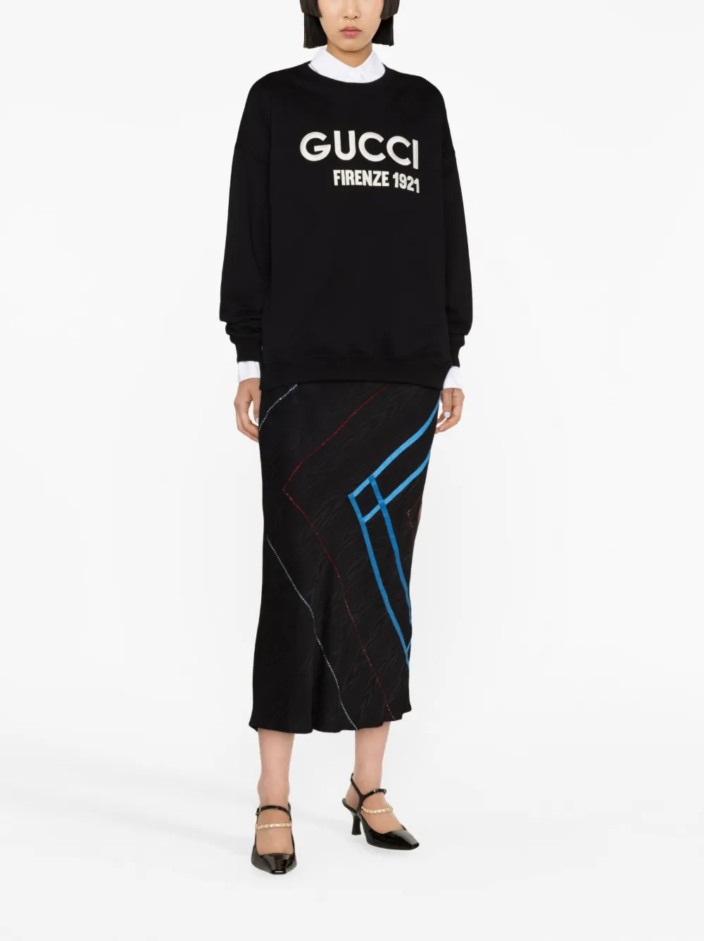 Gucci logo-embroidered cotton sweatshirt - Zwart