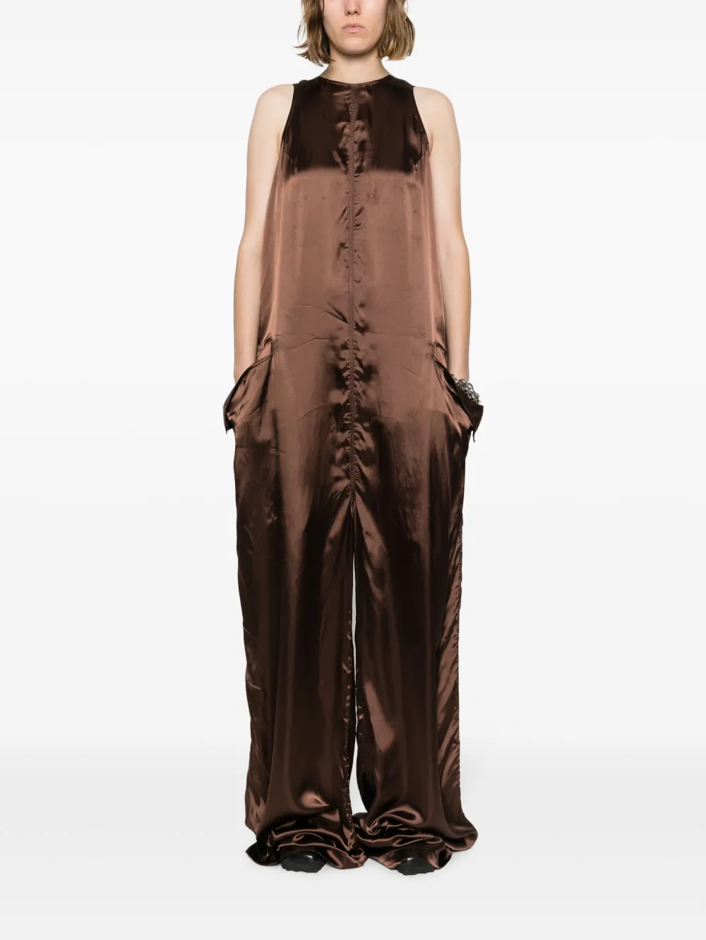 Rick Owens Jumpsuit met wijde pijpen - Bruin