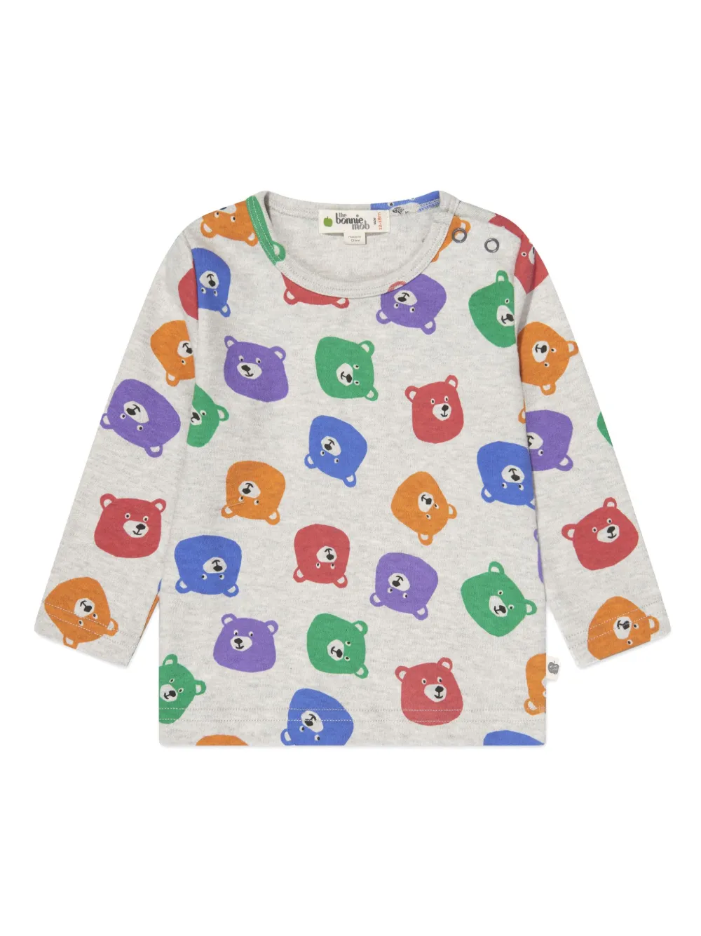The Bonnie Mob Babies' Conker Teddy-bear Print T-shirt In Grey