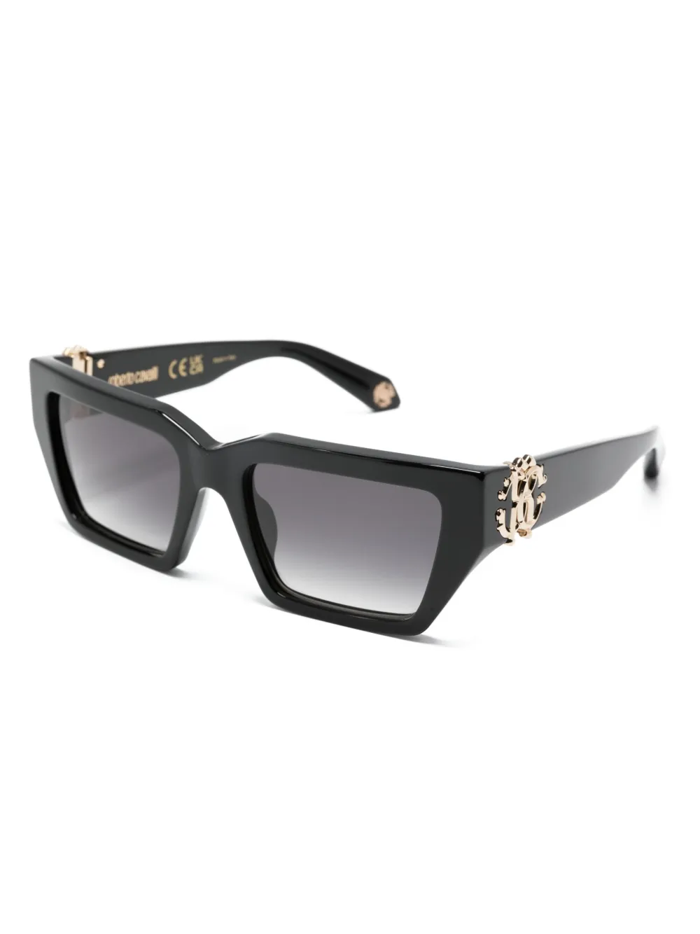 Roberto Cavalli logo-plaque rectangle-frame sunglasses - Zwart