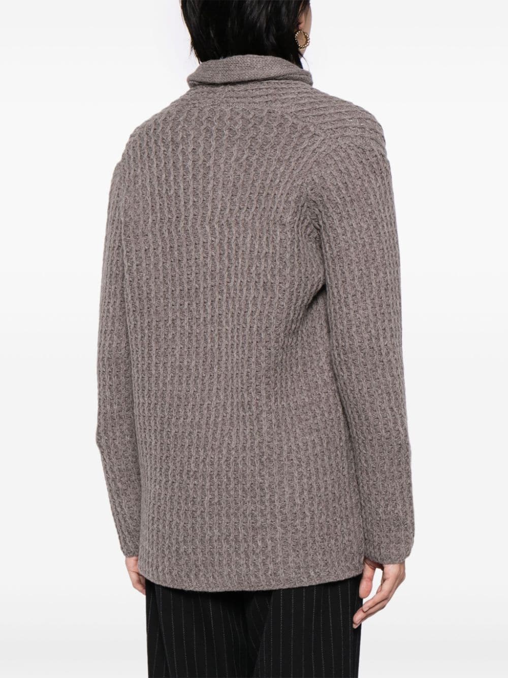 Shop Forme D'expression Chunky-knit Virgin Wool Cardigan In Grey