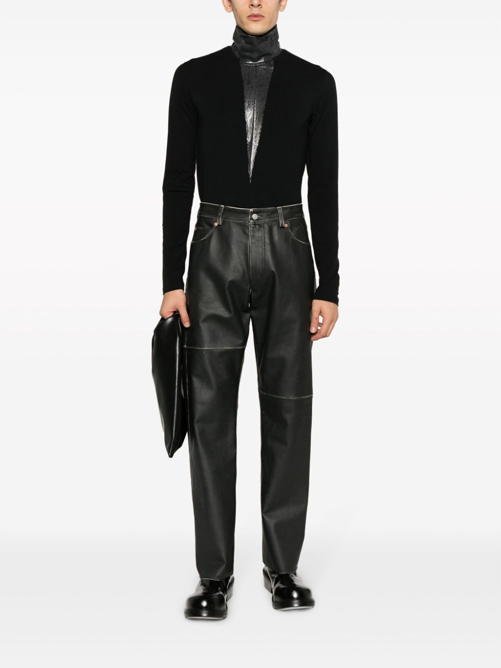 MM6 Maison Margiela panelled high-neck top - Zwart