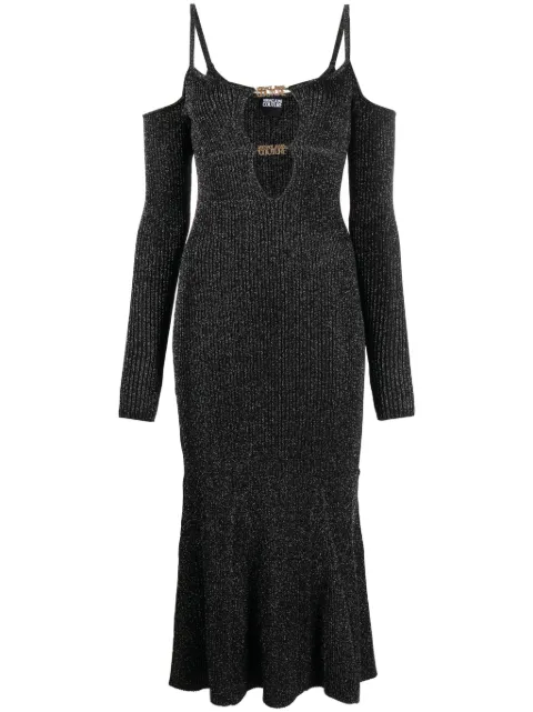 Versace Jeans Couture logo cut-out midi dress
