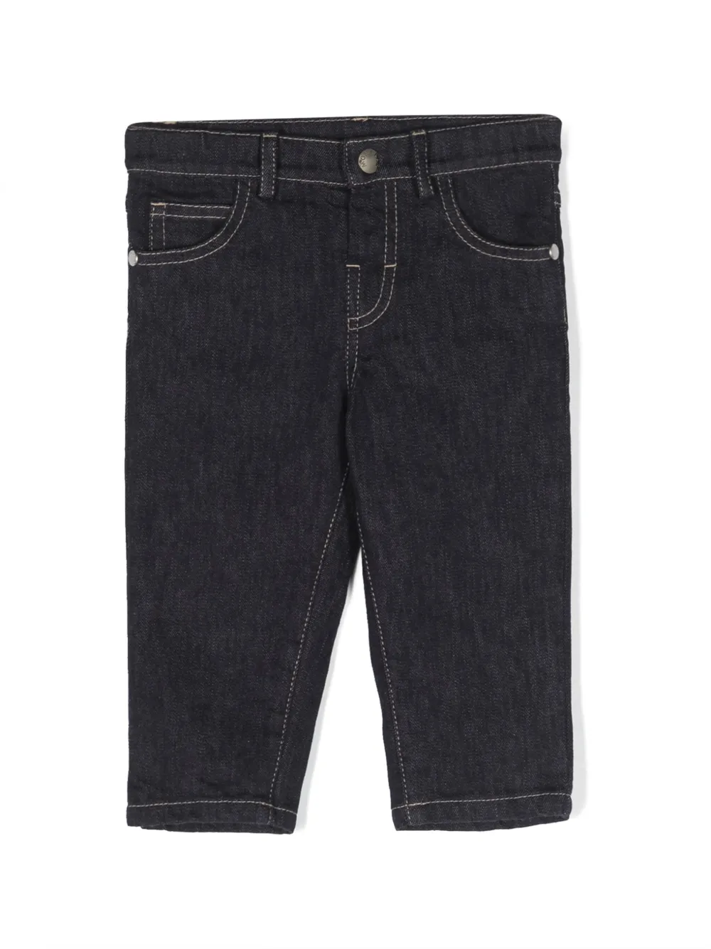 Moncler Enfant Jeans met geborduurd logo Blauw