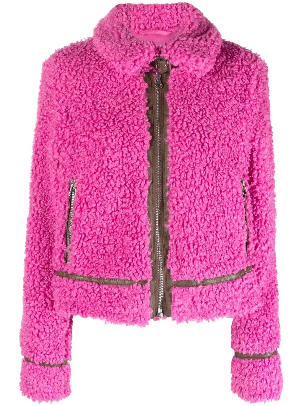 Stand Studio Audrey Faux Shearling Jacket In Pink