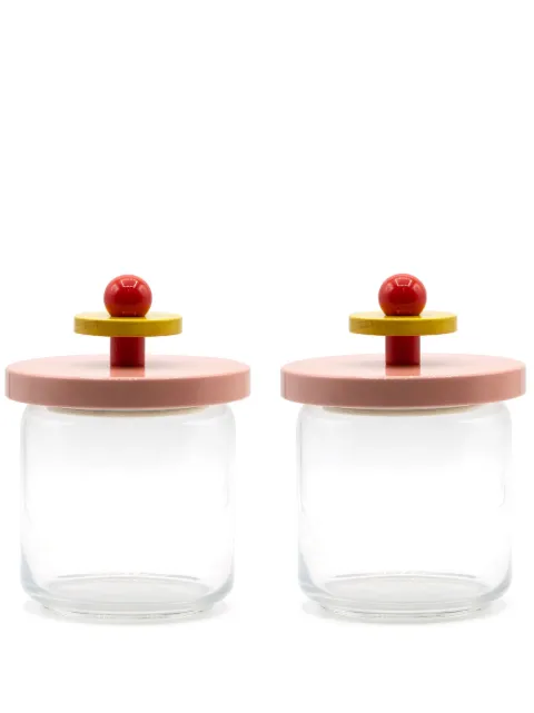 Alessi contrasting-lid transparent glass (set of two)