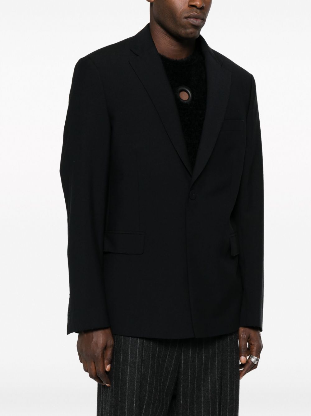 Shop 424 Notched-lapels Single-breasted Blazer In Black